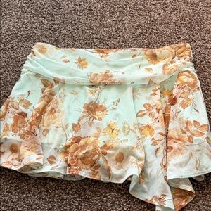 Abercrombie & Fitch Floral Mini Skirt - Cream and Brown